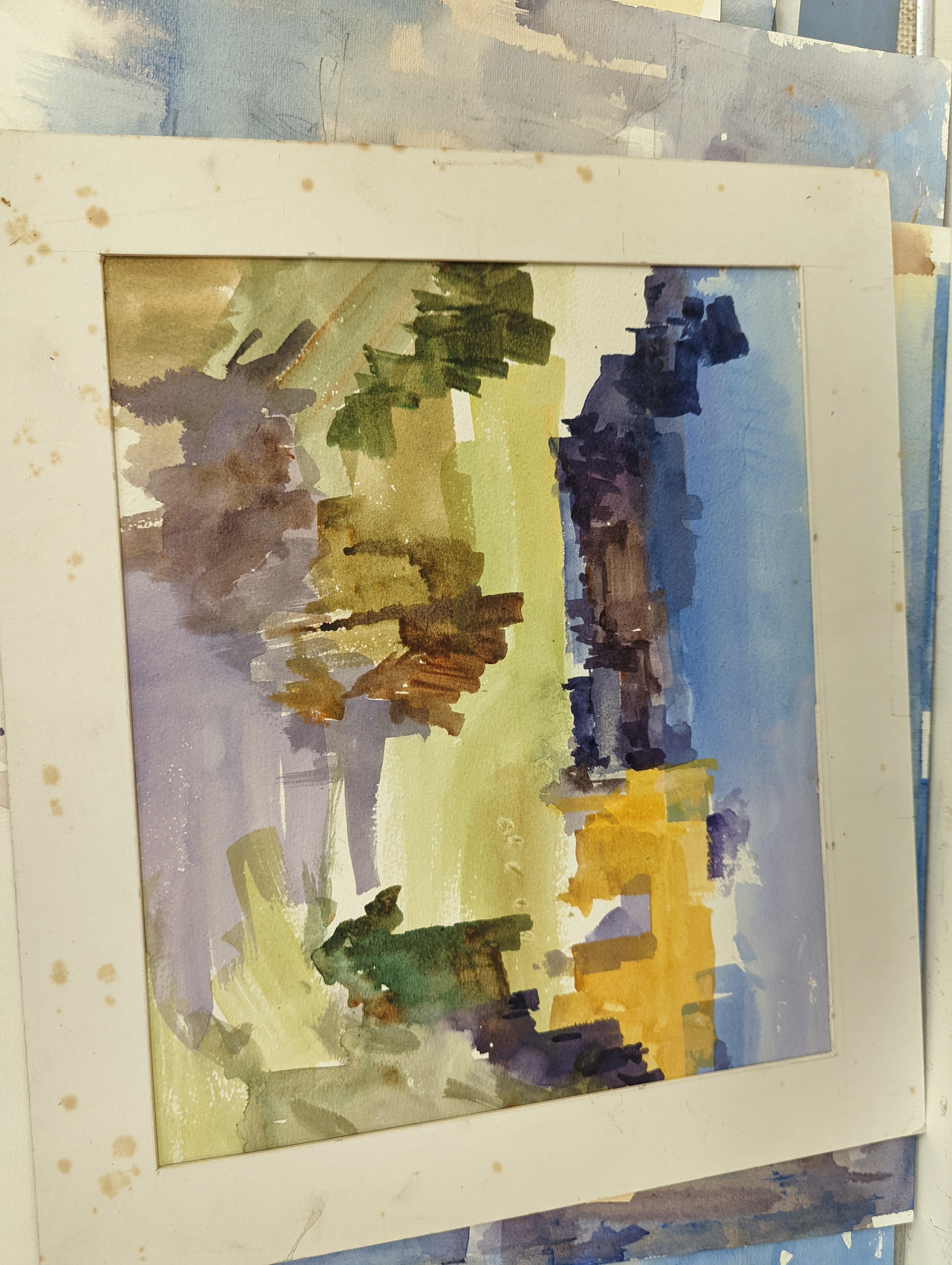 Michael Cadman (1920-2010), a group of assorted watercolours, mostly topographical scenes c.1995 to 2003, largest 46 x 61cm, one framed, the others unframed